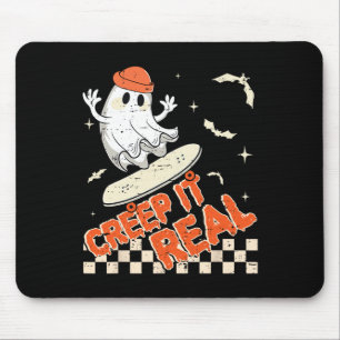 Groovy Retro Ghost Halloween Creep It Real Boys Sk Mouse Pad