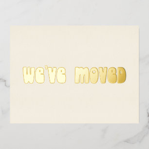 Groovy Retro Gold Foil Moved New Address Postcard