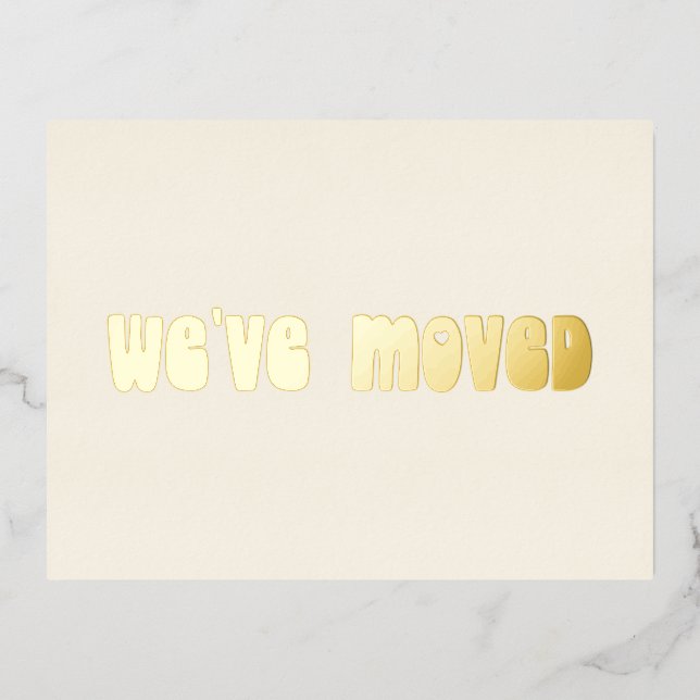 Groovy Retro Gold Foil Moved New Address Postcard (Front)