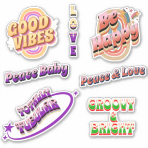 Groovy, Retro Good Vibes Sticker Pack 