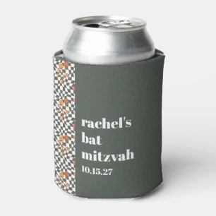 Groovy Retro Green Mushrooms Custom Bat Mitzvah  Can Cooler