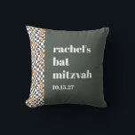 Groovy Retro Green Mushrooms Custom Bat Mitzvah  Cushion<br><div class="desc">Groovy Retro Green Mushrooms Custom Bat Mitzvah Throw Pillow</div>