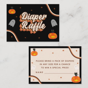 Groovy Retro Halloween Baby Shower Diaper Raffle Enclosure Card