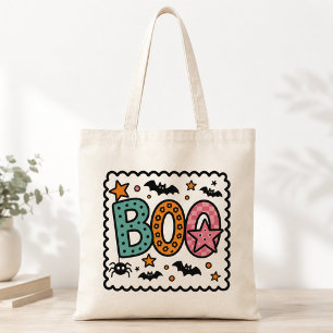 Groovy Retro Halloween Boo Tote Bag Cute Ghost Spi
