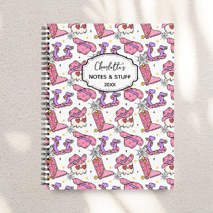 Groovy Retro Halloween Cowboy Monogram Notebook