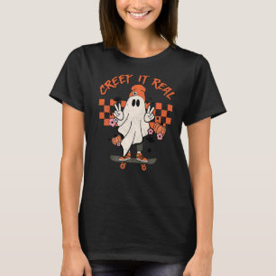 Groovy Retro Halloween Creep it real Ghost Boy Fal T-Shirt
