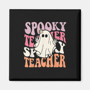 Groovy Retro Halloween Spooky Teacher Trick Or Tea Magnet
