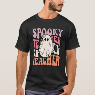 Groovy Retro Halloween Spooky Teacher Trick Or Tea T-Shirt