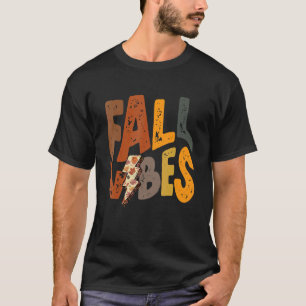 Groovy Retro Hello Fall Vibes Lightning Bolt Autum T-Shirt