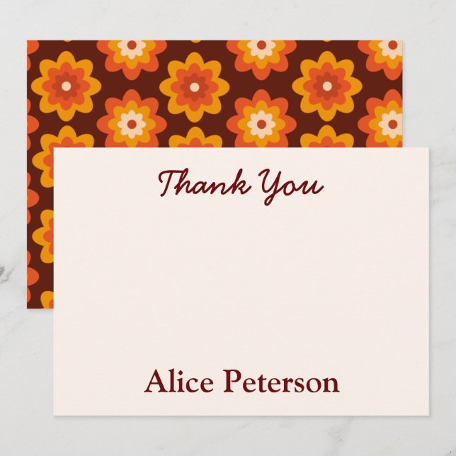 Groovy Retro Hippie Flower Bridal Shower Thank You (Front/Back)