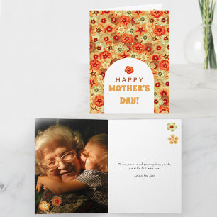 Groovy Retro Hippie Flowers Photo Mother's Day Card