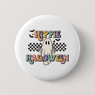 Groovy Retro Hippie Halloween Ghost 6 Cm Round Badge