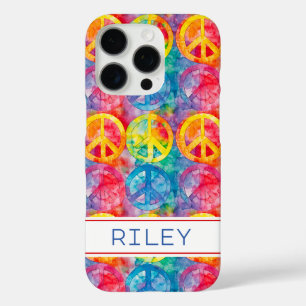 Groovy Retro Hippie Peace Sign Personalised iPhone 16 Pro Case