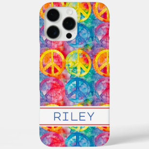 Groovy Retro Hippie Peace Sign Personalized iPhone 16 Pro Max Case