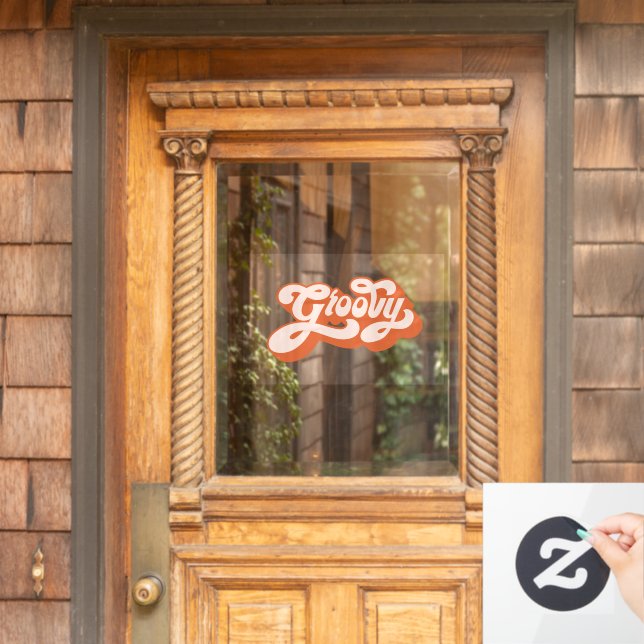 Groovy Retro Hippie Script Window Decal (Home Door)