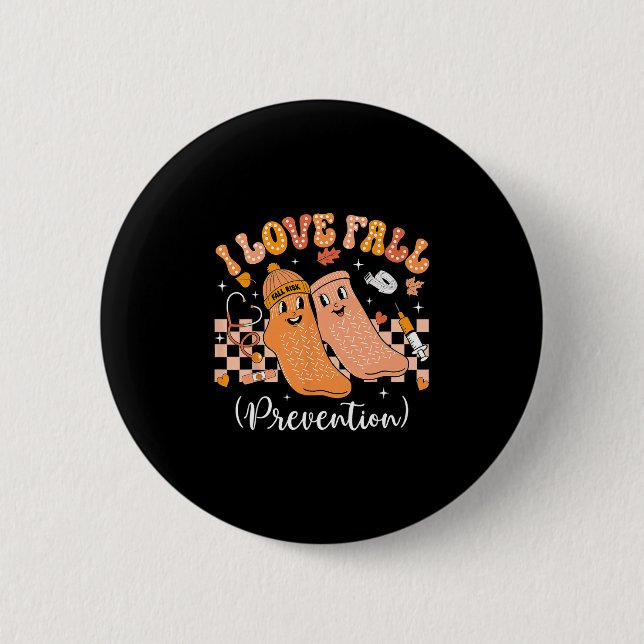 Groovy Retro I Love Fall Prevention Fall Physical  6 Cm Round Badge (Front)