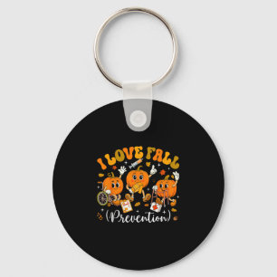 Groovy Retro I Love Fall Prevention Fall Physical Key Ring