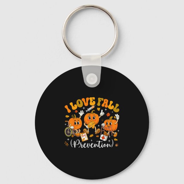 Groovy Retro I Love Fall Prevention Fall Physical  Key Ring (Front)