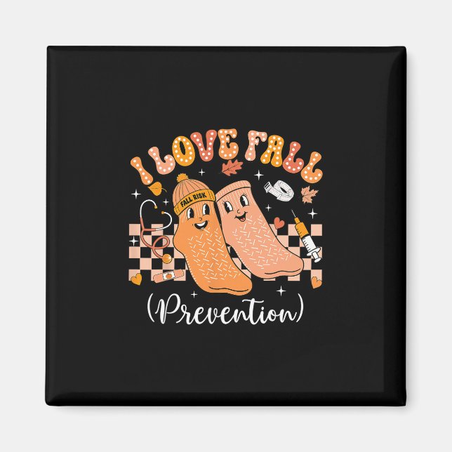 Groovy Retro I Love Fall Prevention Fall Physical  Magnet (Front)