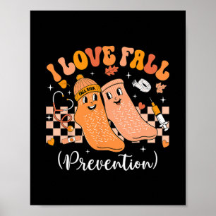 Groovy Retro I Love Fall Prevention Fall Physical Poster
