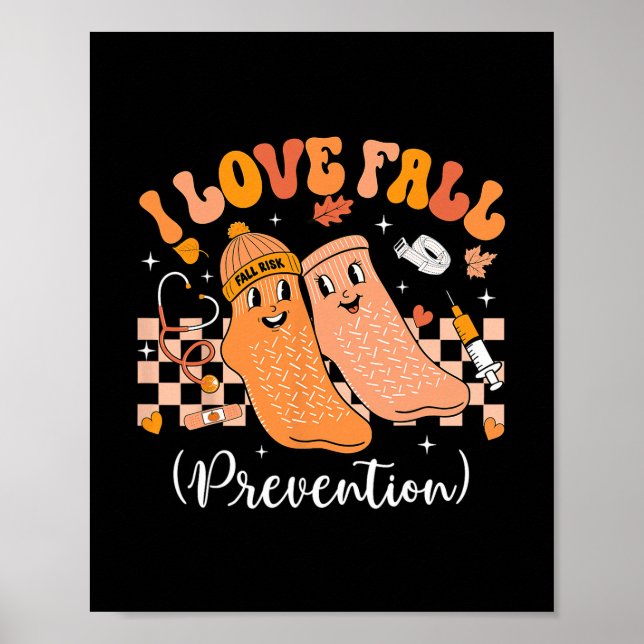 Groovy Retro I Love Fall Prevention Fall Physical  Poster (Front)