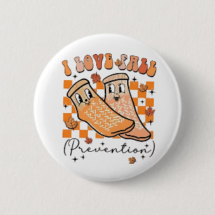 Groovy Retro I Love Fall Prevention Funny 6 Cm Round Badge