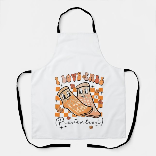 Groovy Retro I Love Fall Prevention Funny  Apron (Front)
