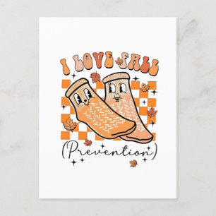 Groovy Retro I Love Fall Prevention Funny Holiday Postcard