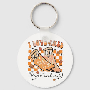 Groovy Retro I Love Fall Prevention Funny  Key Ring