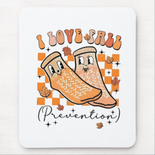 Groovy Retro I Love Fall Prevention Funny Mouse Pad