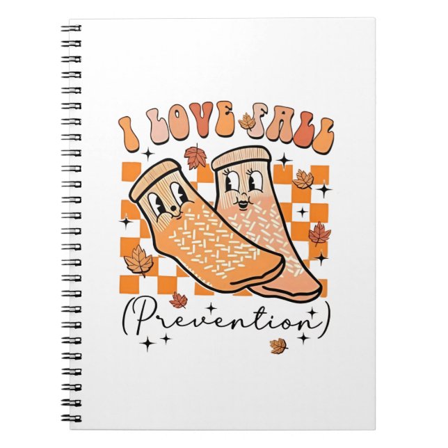 Groovy Retro I Love Fall Prevention Funny  Notebook (Front)