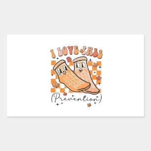 Groovy Retro I Love Fall Prevention Funny Rectangular Sticker