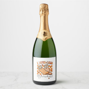 Groovy Retro I Love Fall Prevention Funny Sparkling Wine Label