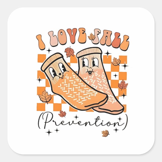 Groovy Retro I Love Fall Prevention Funny  Square Sticker (Front)