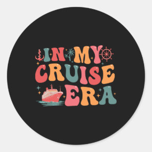 Groovy Retro In My Cruise Era Family Vacation Crui Classic Round Sticker