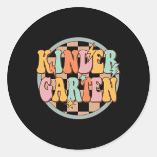 Groovy Retro Kindergarten Back To School Teacher K Classic Round Sticker