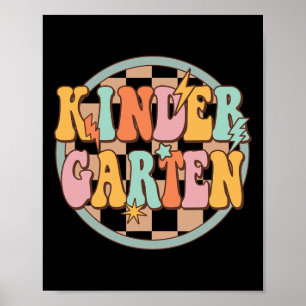 Groovy Retro Kindergarten Byck To School Teacher K Poster
