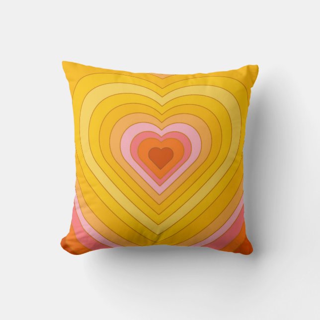 Groovy Retro Layered Heart  Cushion (Front)