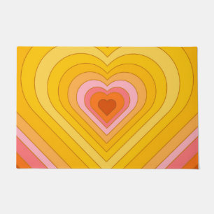 Groovy Retro Layered Heart      Doormat