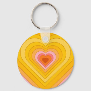 Groovy Retro Layered Heart Key Ring