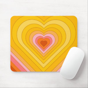 Groovy Retro Layered Heart Mouse Pad