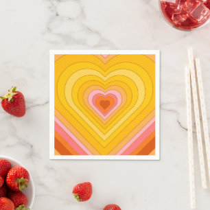 Groovy Retro Layered Heart   Napkin