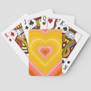 Groovy Retro Layered Heart   Playing Cards