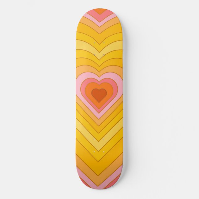 Groovy Retro Layered Heart    Skateboard (Front)