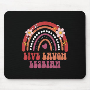 Groovy Retro Live Laugh Lesbian Pride Lgbtq+ Pride Mouse Pad