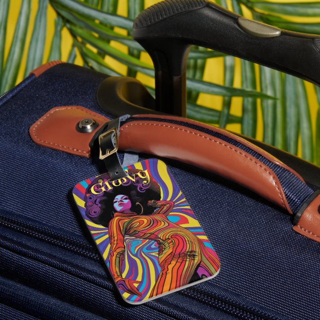 Groovy Retro Luggage Tag (Front Insitu 1)