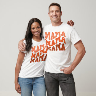 Groovy Retro Mama Fall Season Birthday Matching T-Shirt