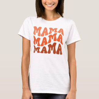 Groovy Retro Mama Fall Season Birthday Matching T-Shirt