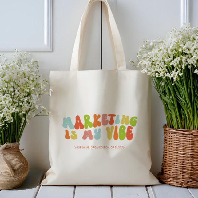 Groovy Retro Marketing is My Vibe, Communications Tote Bag (Creator Uploaded)