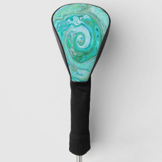 Groovy Retro Mint Green and Blue Swirl Golf Head Cover
